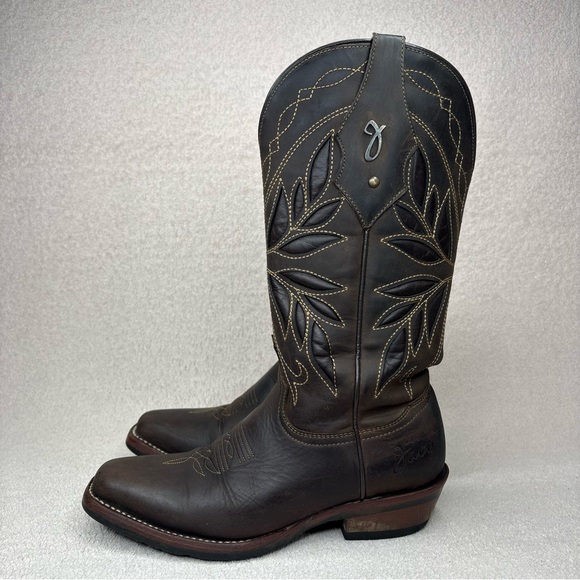 Botas Jaca Mexican Leather Western Boots Women’s 7.5 Brown Cutout Cowgirl Boho - Picture 6 of 16